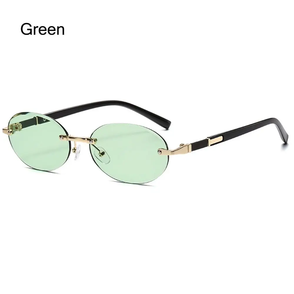 Retro-Sonnenbrille mit ovalem Rahmen, rahmenlos, Street-Style, Hip-Hop-Sonnenbrille, UV400-Schutz, Punk-Sonnenbrille für Damen