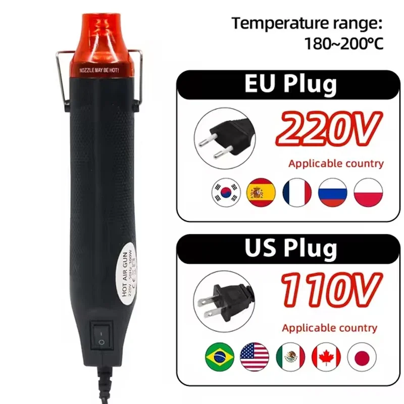 Mini Heat Gun for Epoxy Resin 300W Portable Soldering Temperature Blower Gun DIY Crafts Electric Power Hot Dryer Shrink Heat Gun