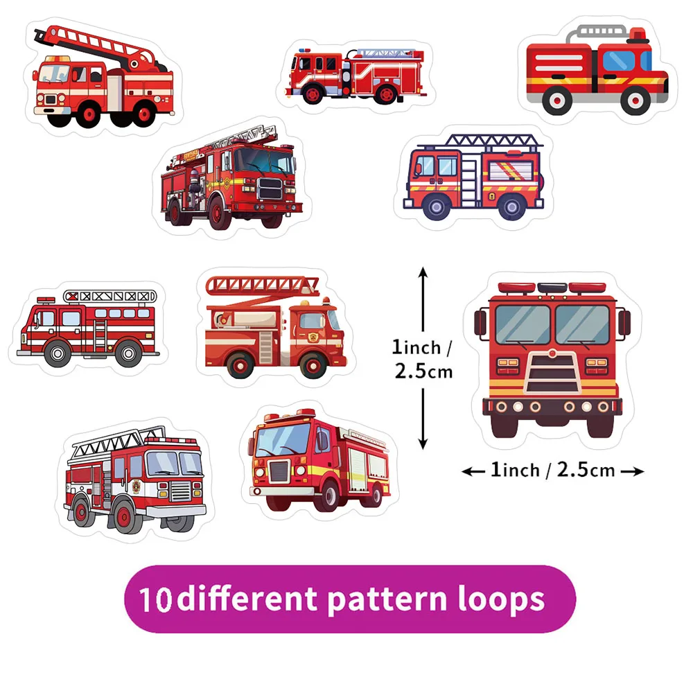 500PCS Fire Truck Rescue Film Reward Stickers 10 Different 2.5cm/1.0in Learning Reward Games Party Gift Seals