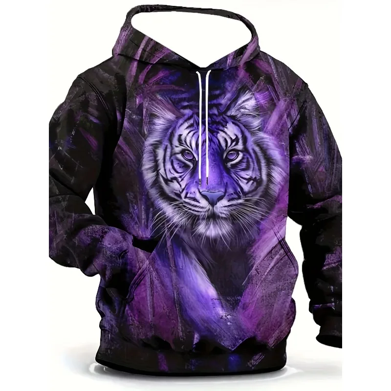 2025 جديد الرجال هوديي ثلاثية الأبعاد مطبوعة الاستبداد النمر نمط محايد موضة كول طباعة عادية مناسبة لارتداء اليومي #3