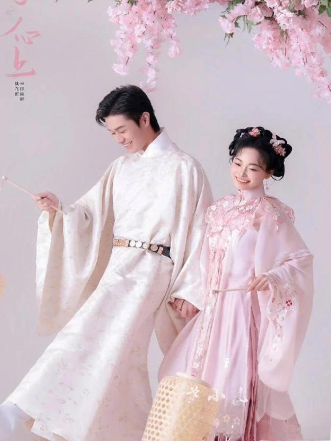 2024 Hanfu Wedding Dr Couple Photoaphy Props Floral Hairpin Pink Ancient Chinese Sle Studio Photo oot Traditional Co...