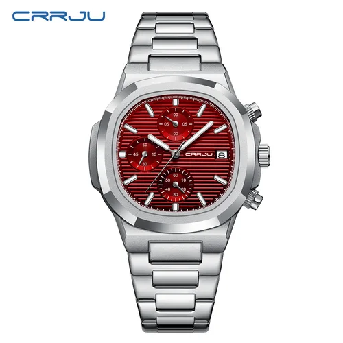 Imagen 2 del producto Reloj CRRJU de lujo para hombre, reloj de negocios resistente al agua con fecha luminosa, reloj cuadrado de cuarzo de acero inoxidable para hombre, reloj para hombre 2024