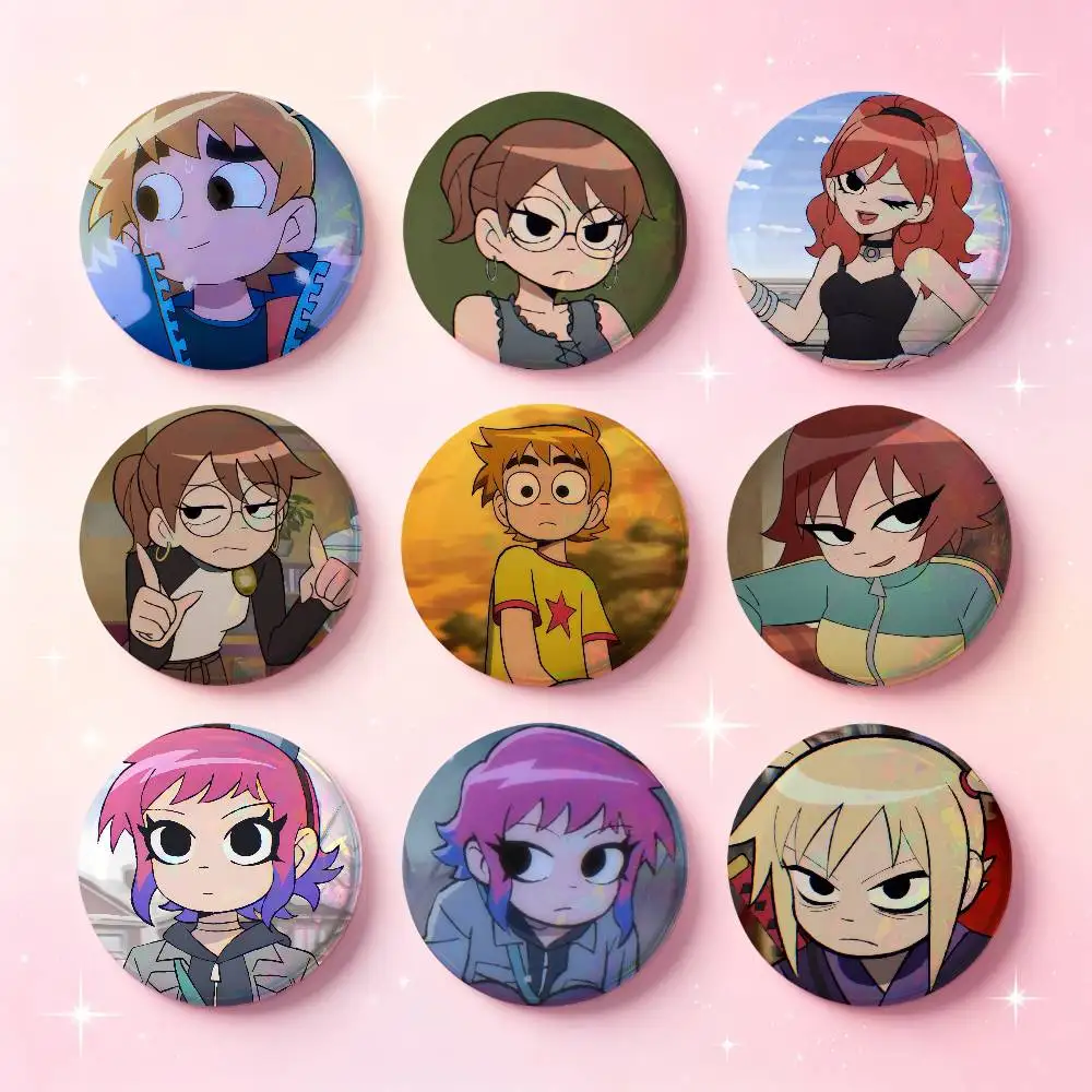 Scott Pilgrim Takes Off Cartoon Anime Badges Button Round Creative Pin Brooch Badge Bag Decor Accessories Fans Friends Gifts