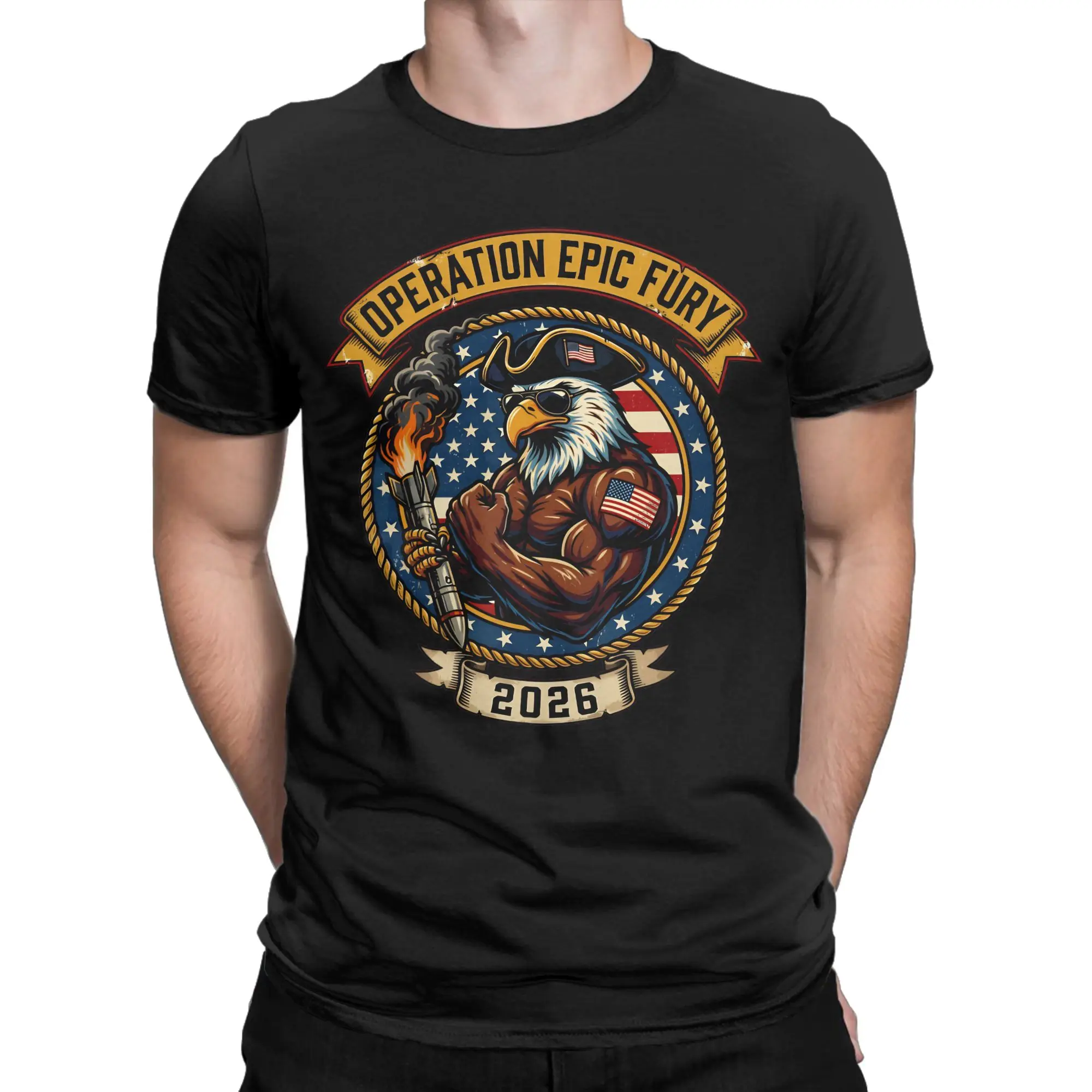 Operation Epics Fury Eagle 2026 100 Cotton T Shirt For Adult Summer T Shirts Crewneck Hippie Tee Shirt Oversize Wholesale Tops