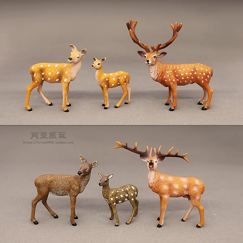 Simulatie Bosdiermodellen Sika Herten Fawn Actiefiguren Auto-interieur Desktop Miniatuur Ornament Accessoires Cognitief speelgoed