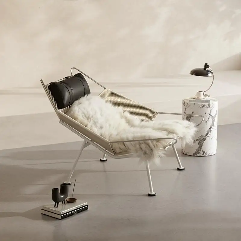 

Danish designer wabi-**** wind recliner medieval flag rope creative leisure chair minimalist hand-woven lazy