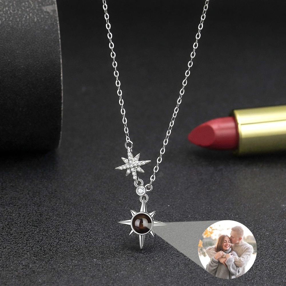 

Twinkling Star Pendant Necklace for Women Custom Photo Projection Photo Necklace Personalized Birthday Gift Girlfriend Jewelry