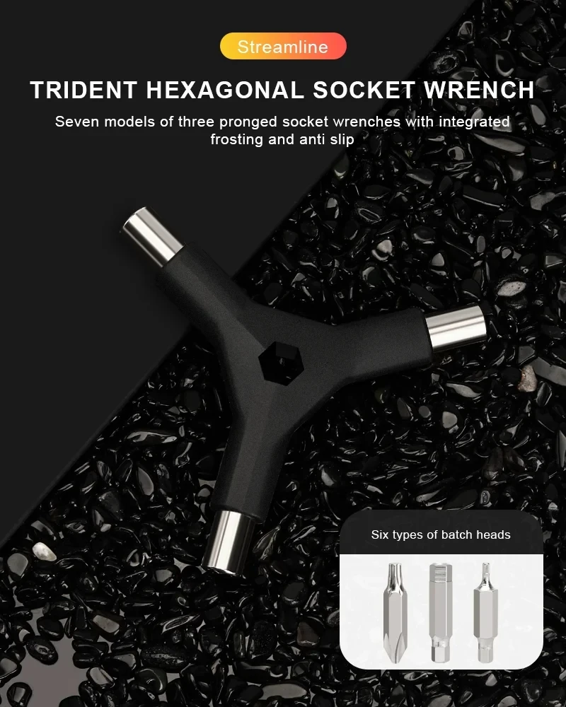 6 in 1 Y-Schraubenschlüssel-Set, austauschbare Bits, 3-Wege-Inbusschrauber, T25 PH2, Schraubendreher für Fahrradreparaturwerkzeug, Fahrrad-Multitool-Set – Detail 2