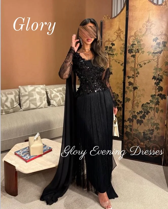 

A Line Evening Party Gowns Black Ball Gown vestidos de novia Sequins Beadings Prom Dress Saudi Arabia Party Dresses Customized