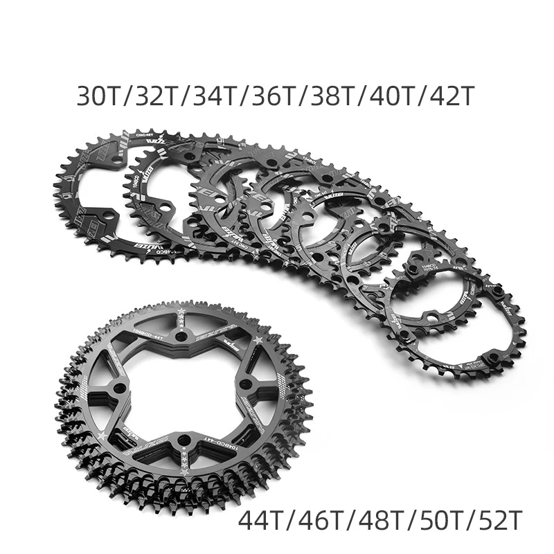 WUZEI 104 BCD Bicycle Chainring 30/32/34/36/38/40/44/42/46/48/50/52T Teeth Round Shape Single Crown MTB Chainwheel  Bike Parts