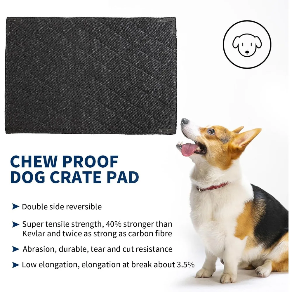 Chew-Proof Dog Bed with Metal Edges, Waterproof Kennel Pad for Medium Dogs, 35x22 Inches
