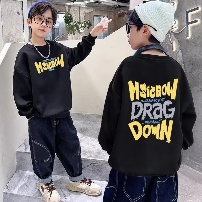 

Boys Girls Casual Sweatshirts 2023 Spring & Autumn Kids Clothes Children's Cartoon Fashion Personality Print Versatile Pullover