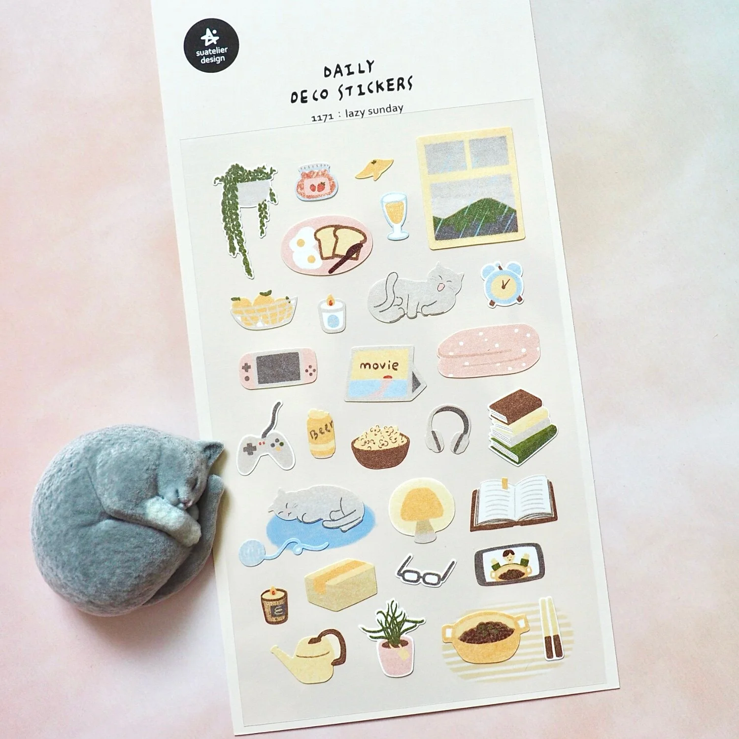 Koreanischer Import Suatelier Lazy Sunday Papiersticker Scrapbooking DIY Journal Schreibwaren Aufkleber Deko Schulbedarf 1171