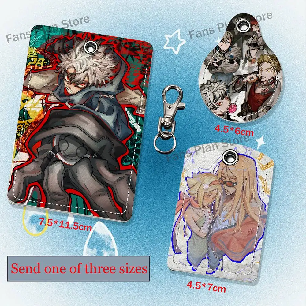 Anime G-Ga-chia-kuta-S PU Leather Card Holder Keychain Key Ring Door Lock Access Tag ID Access Card Air Tag Case Keychain Card