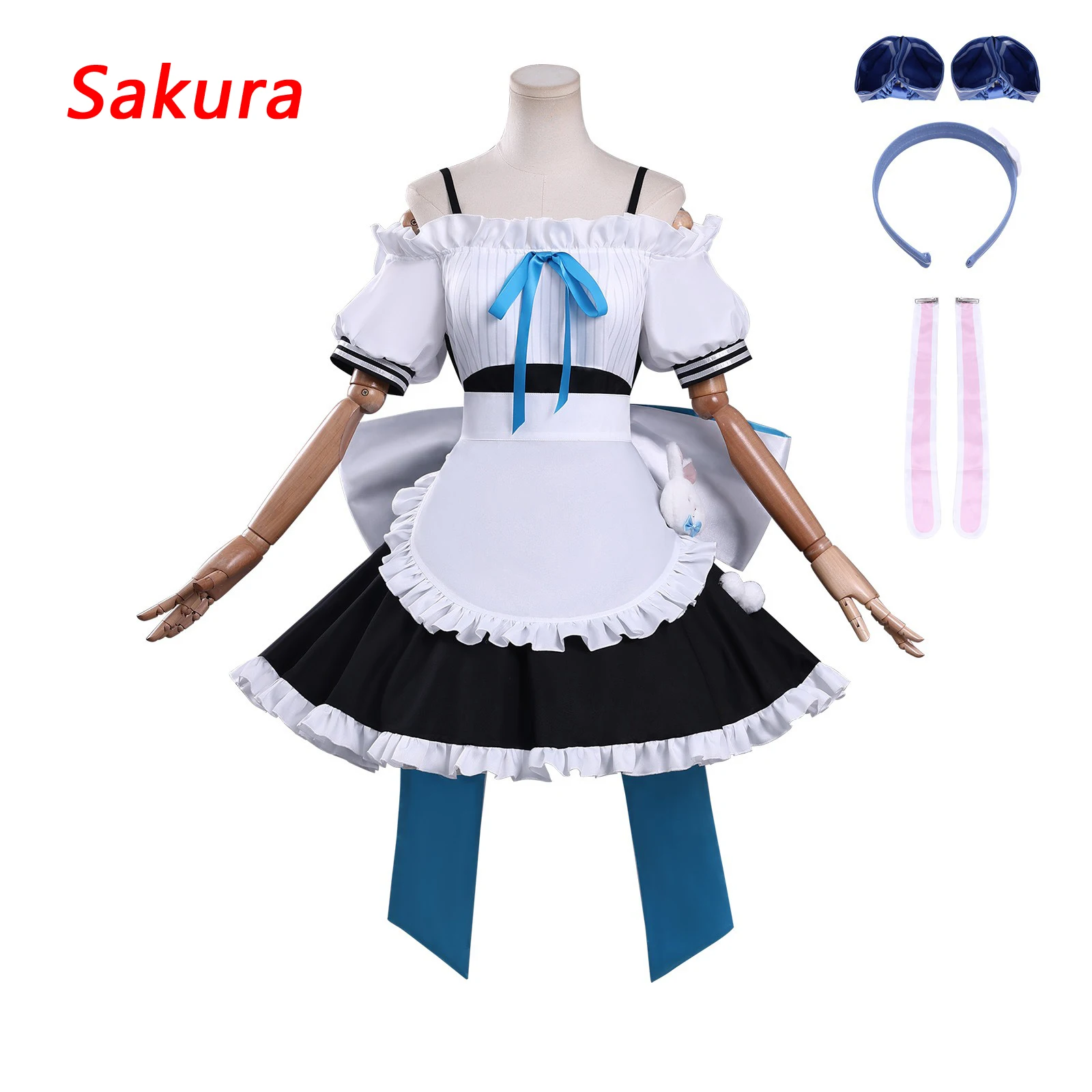 

Anime Game Azur Lane Crossover Don Quijote Cosplay Laffey Kawaii Cute Maid Outfit off-shoulder Dress Lovely Wig Halloween Party