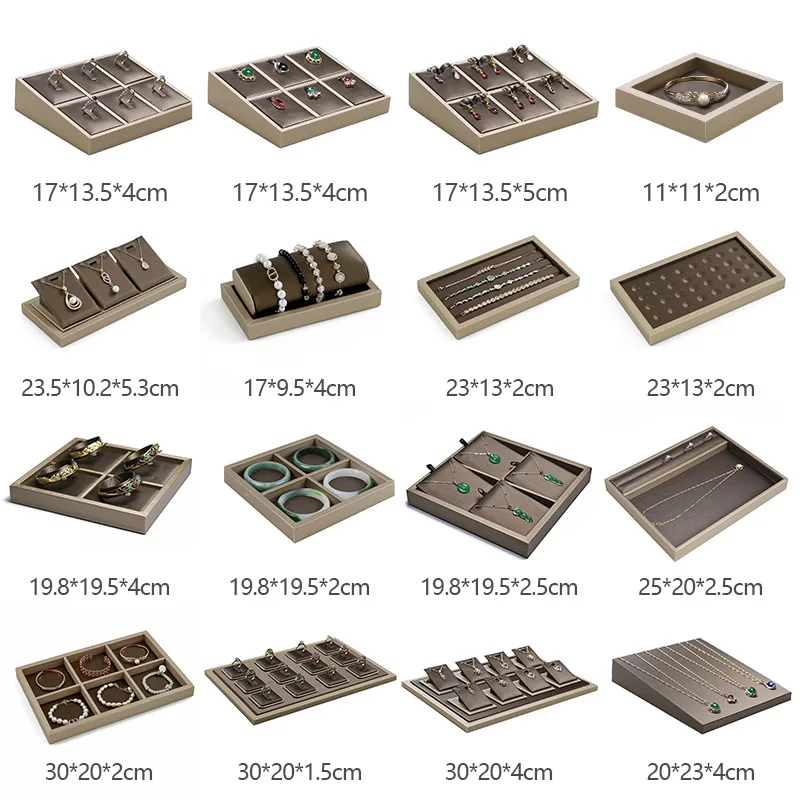 

Матовый коричневый искусственный роскошный реквизит для ювелирных изделий, стойка для браслета, ожерелье, серьги, браслет, кольцо, лоток для демонстрации ювелирных изделий