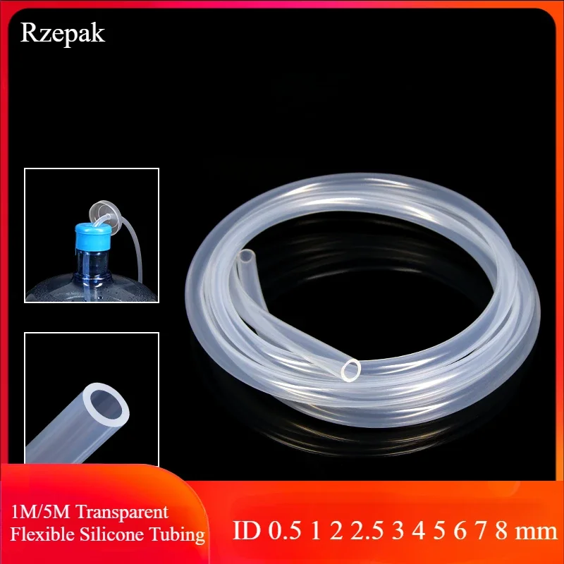 

1M/5M Food Grade Tube Transparent Flexible ID 0.5 1 2 2.5 3 4 5 6 7 8 mm Silicone Tubing Pipe Temperature Resistance Nontoxic