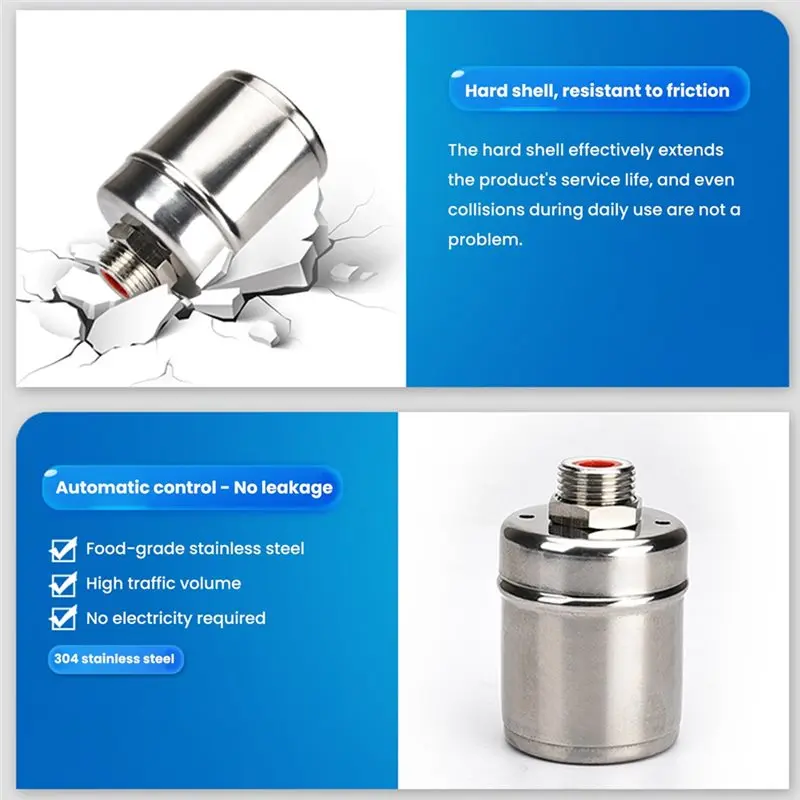 T21C 304 Stainless Steel Fully Automatic Mini Float Valve Water Level Control Shut Off Valve For Water Tank 1/2' 3/4' Size