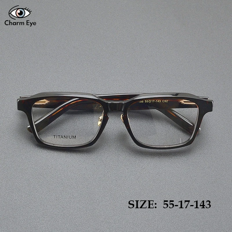 

2025 Japan Stereoscopic Square Eyeglass Frame High-end Men Retro Tortoiseshell Spring Leg Myopia Optical Glasses Thick Acetate