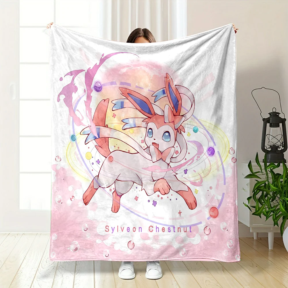 Pokemon Cute Sylveon Pink Eevee Blanket Warm Soft Fluffy Kids and Adult Sofa Bed Throw Blanket Outdoor Travel Camping Sheet