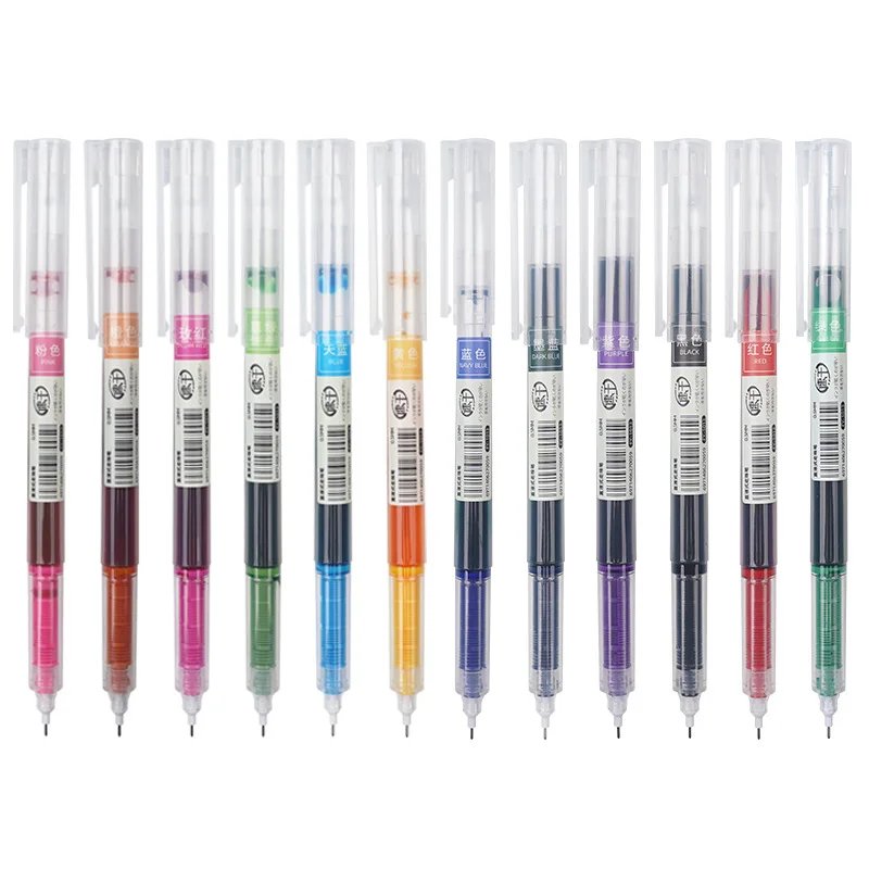 

12Pcs/Box Liquid Gel Pens Pastel 0.5mm Quick Dry School Office Writing Porous-Point Rollerball Pens Exam Supplies Stationery