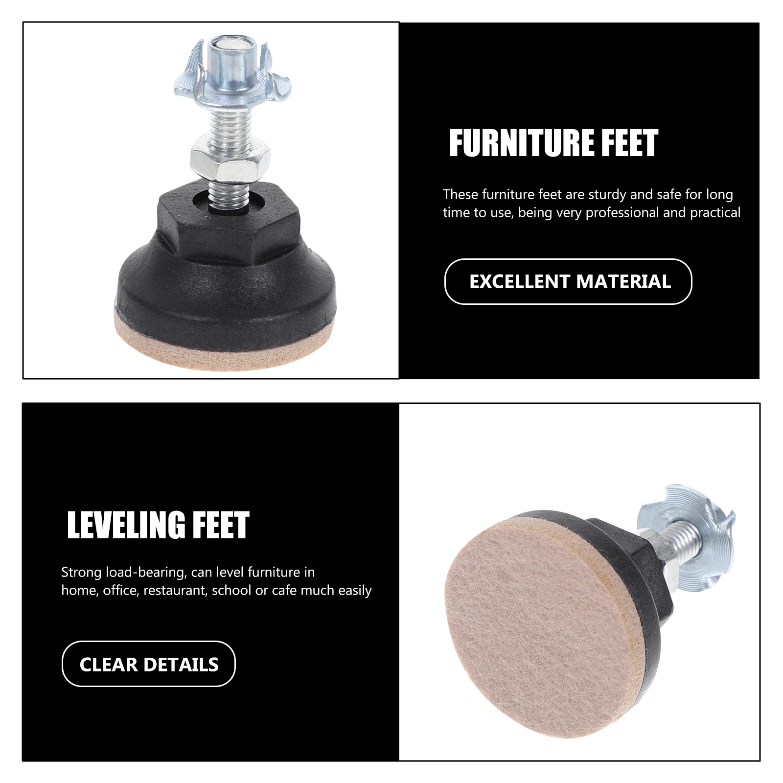 

8 Pcs niture Horizontal Adjustment Screw Risers Levelers Adjustable Leveling Feet Heavy Duty Dorm Legs for