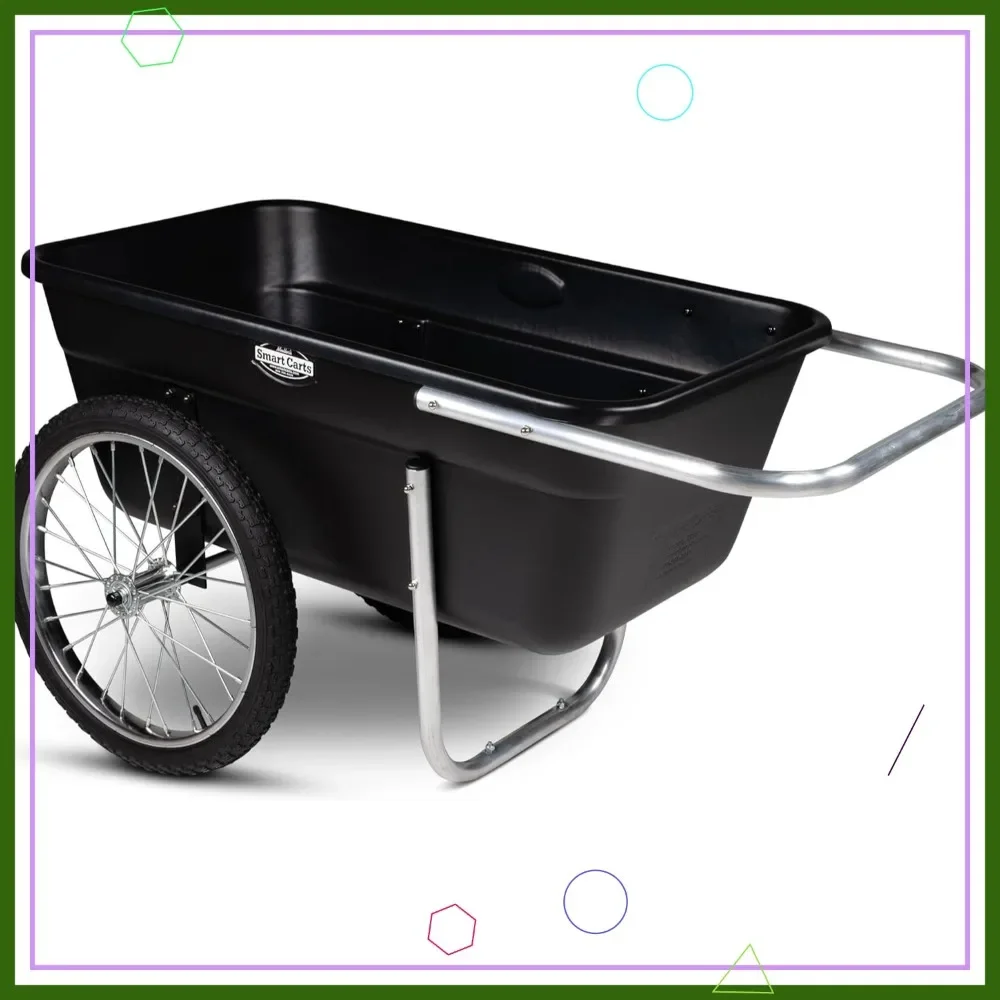 

Premium Yard Cart with 20" Air Filled Wheels - Strong, Lightweight, Balanced for Easy Heavy Load Transport