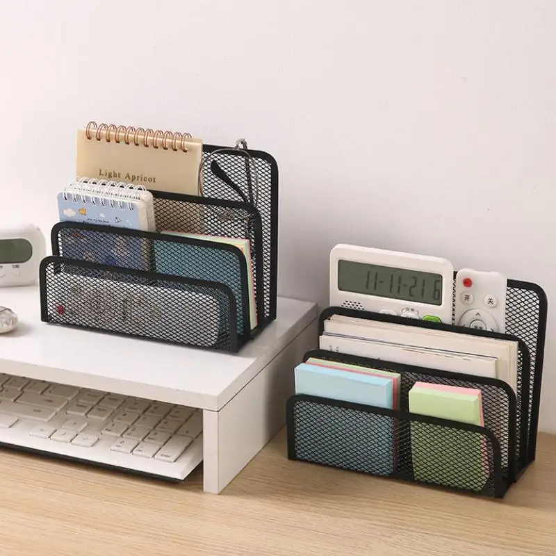 Black Metal Mesh 3 Tier Desk Organizer File Paper Tray Notebook Holder for Home Office Remote Workers