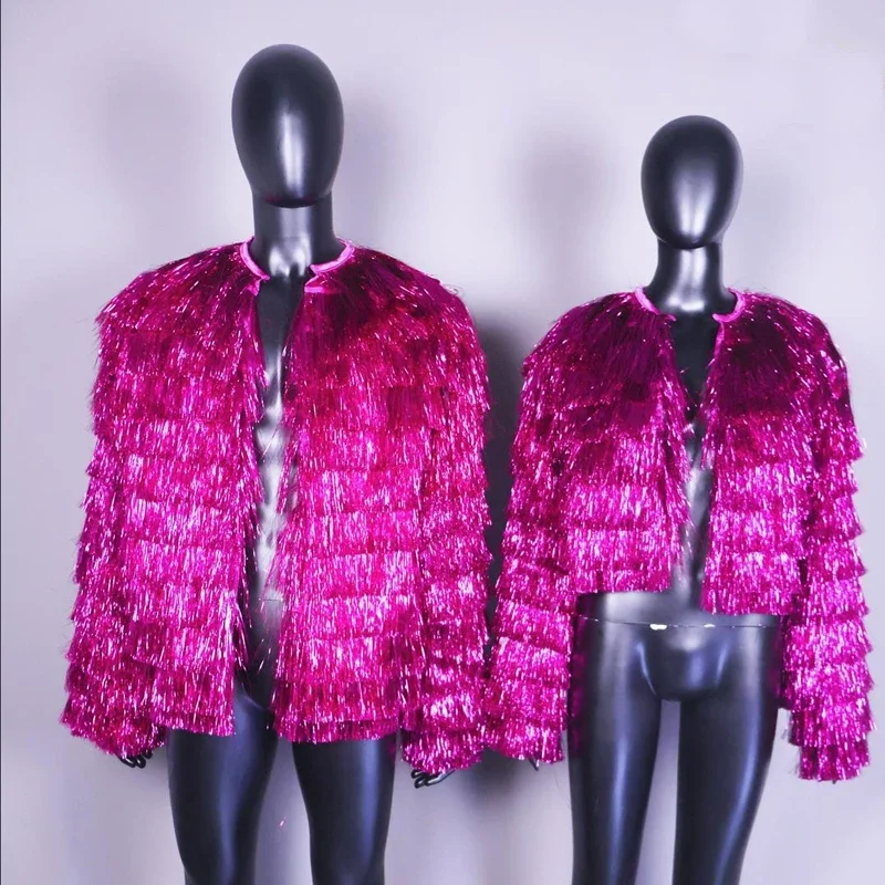 Colorful Full Fringed Jazz Dance Coat Women Gogo Dancer Costume Bar Nightclub Dj Ds Stage Performance Festival Outfit