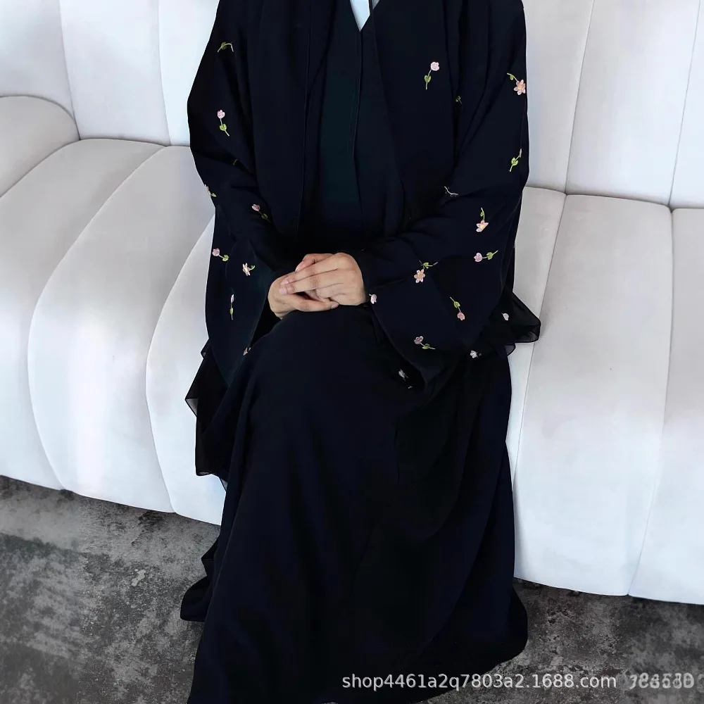 Femmes musulmanes Robe costume Eid Abaya robes fête longue Robe Jalabiya foulard 2 pièces ensembles broderie caftan marocain robes