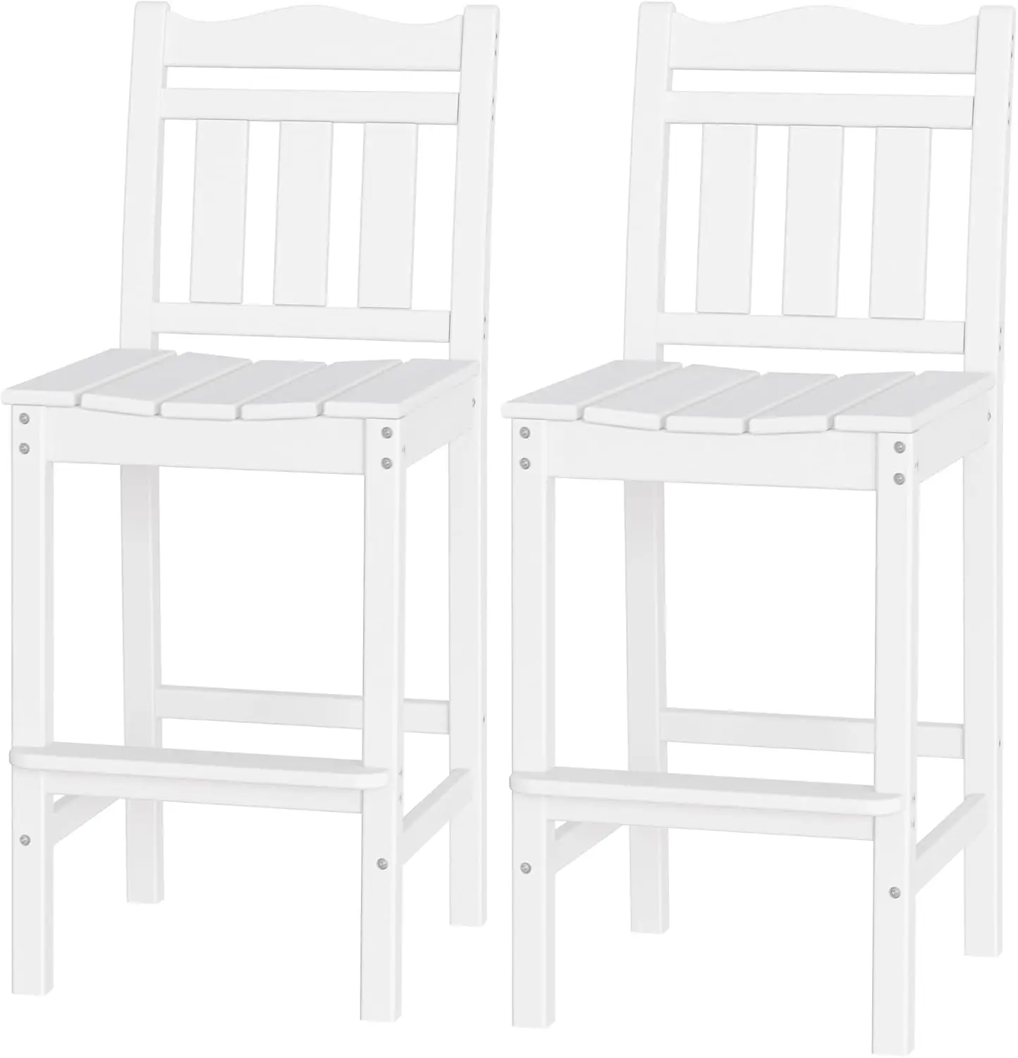 

Набор из 2 барных стульев для улицы, барные стулья Adirondack высотой HDPE, устойчивые к атмосферным воздействиям для балкона, сада, заднего двора (белые)