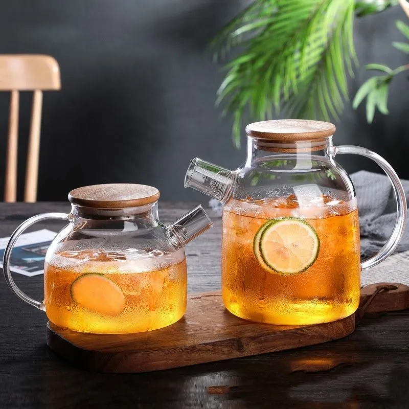 Tea Sets Big Heat Resistant Glass Teapot Flower Tea Kettle Large Clear Glass Fruit Juice Container Ceramic Teapots Droshipping