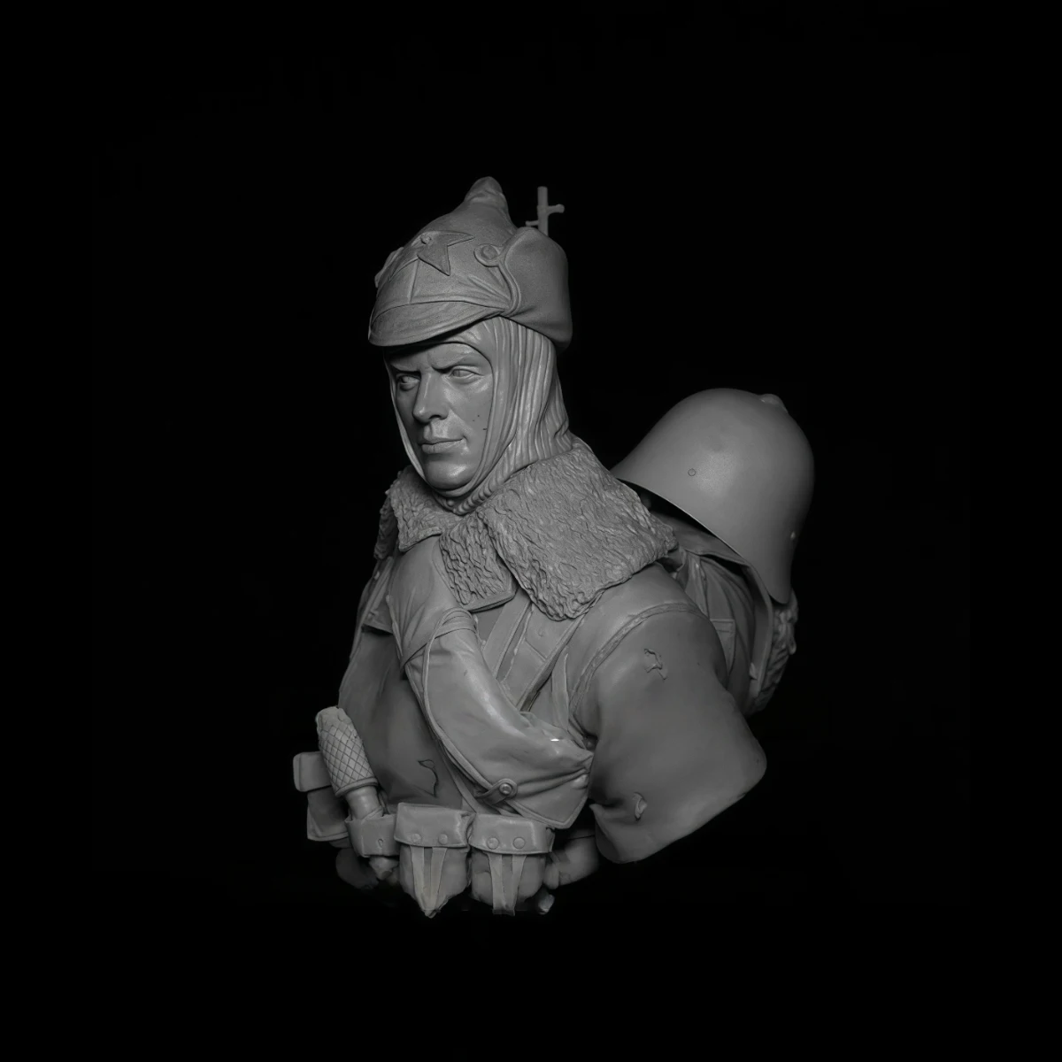 ชุดโมเดลเรซิ่น 1/10 แบบยังไม่ได้ลงสี, รูปปั้นครึ่งตัวของทหารราบกองทัพแดงสงครามฤดูหนาว ยังไม่ได้ประกอบและยังไม่ได้ลงสี GK, 1981X