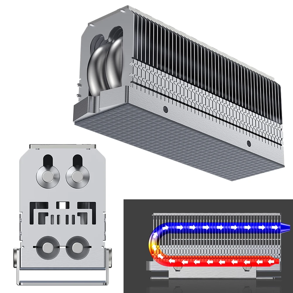 

M.2 2280 SSD Heatsink SSD Radiator 2xAGHP Heat Pipe M.2 SSD Cooler Gasket Reflow Welding with Thermal Silicone Pad