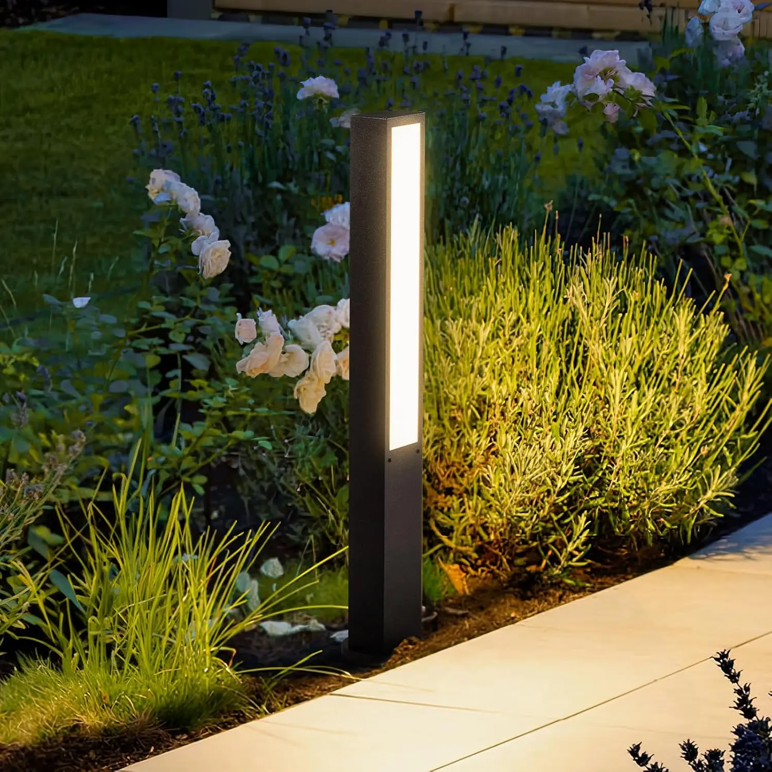 Modern Landscape Path Light,40 Inch Aluminum Pathway Bollard Lights Outdoor High Voltage Wired Garden Floor Lamp Ip65