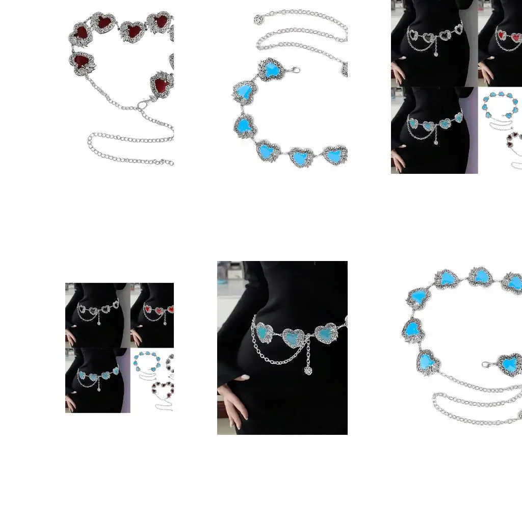 

39BD All Matching Love Heart Waist Chain Epoxy Oil Waist Chain Belt Belly Chain Aesthetic Body Chain Belt Dress Waist Decors