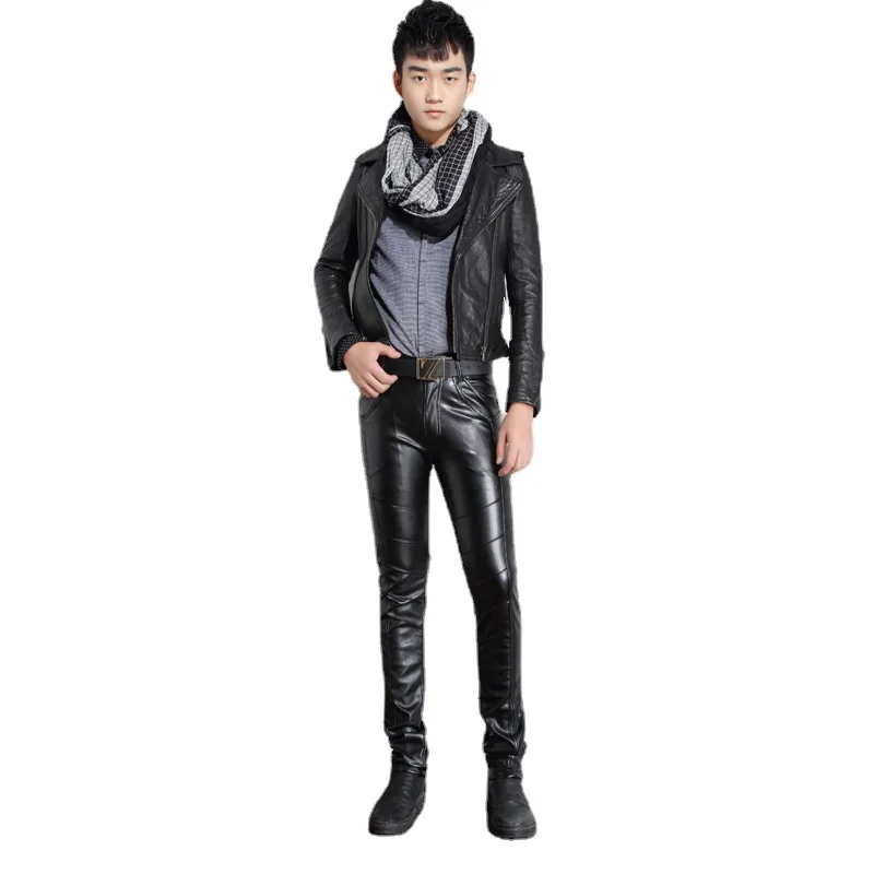 

2023 Autumn and Winter Fashionable Men's PU Leather Pants New Punk Style Motorcycle Pants Leather Pants for Men