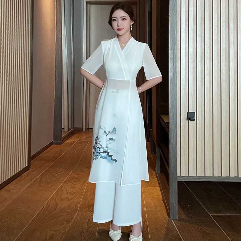 

Beautician Overalls Beauty Salon Work Clothes Chinese Style Embroidery Hotel Spa Foot Bath Slim Fit Massage Work Uniform Set