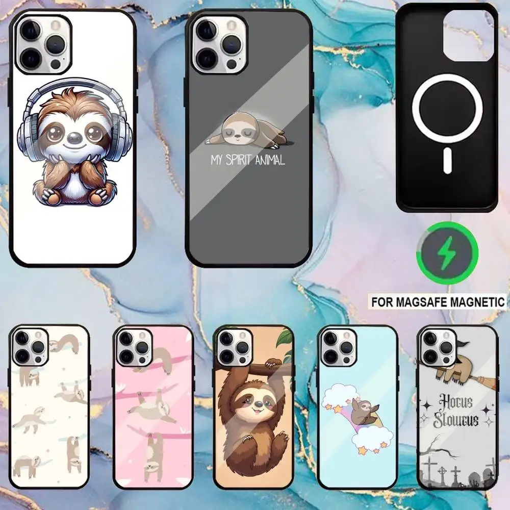 

Cute Sloth Animal Phone Case For iPhone17,16,15,14,13,12,11 Plus,Pro Max Magnetic Magsafe Wireless Charging