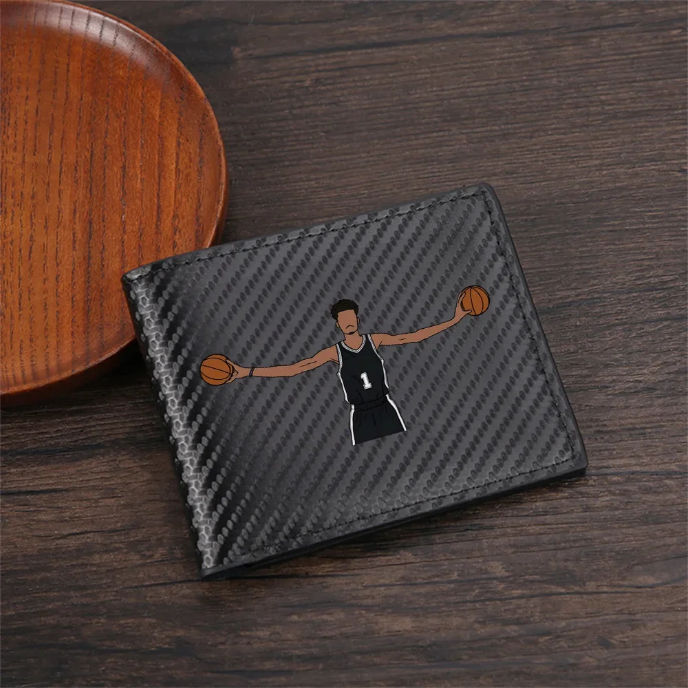 Player holds basketballs arms outstretched Men's Wallets Simple Business Modern Stylish Printing Design Gifts For Father Boyfrie