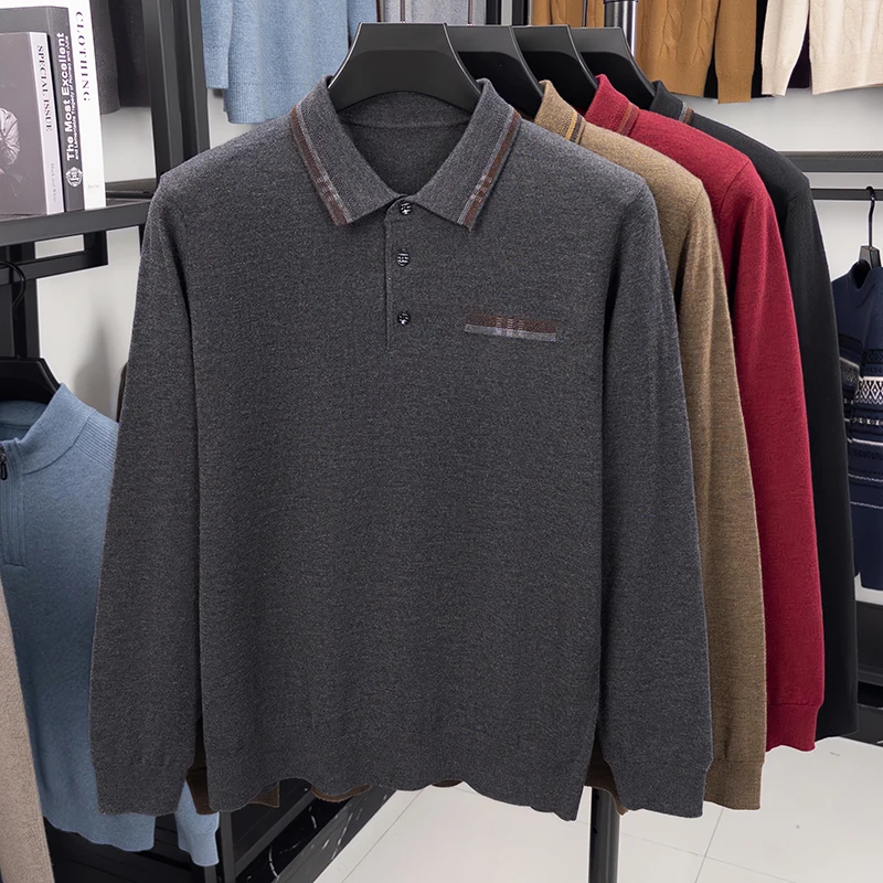 

Мужской вязаный свитер с отложным воротником для повседневного ношения, осенне-зимний, модный, длинный, для прогулок