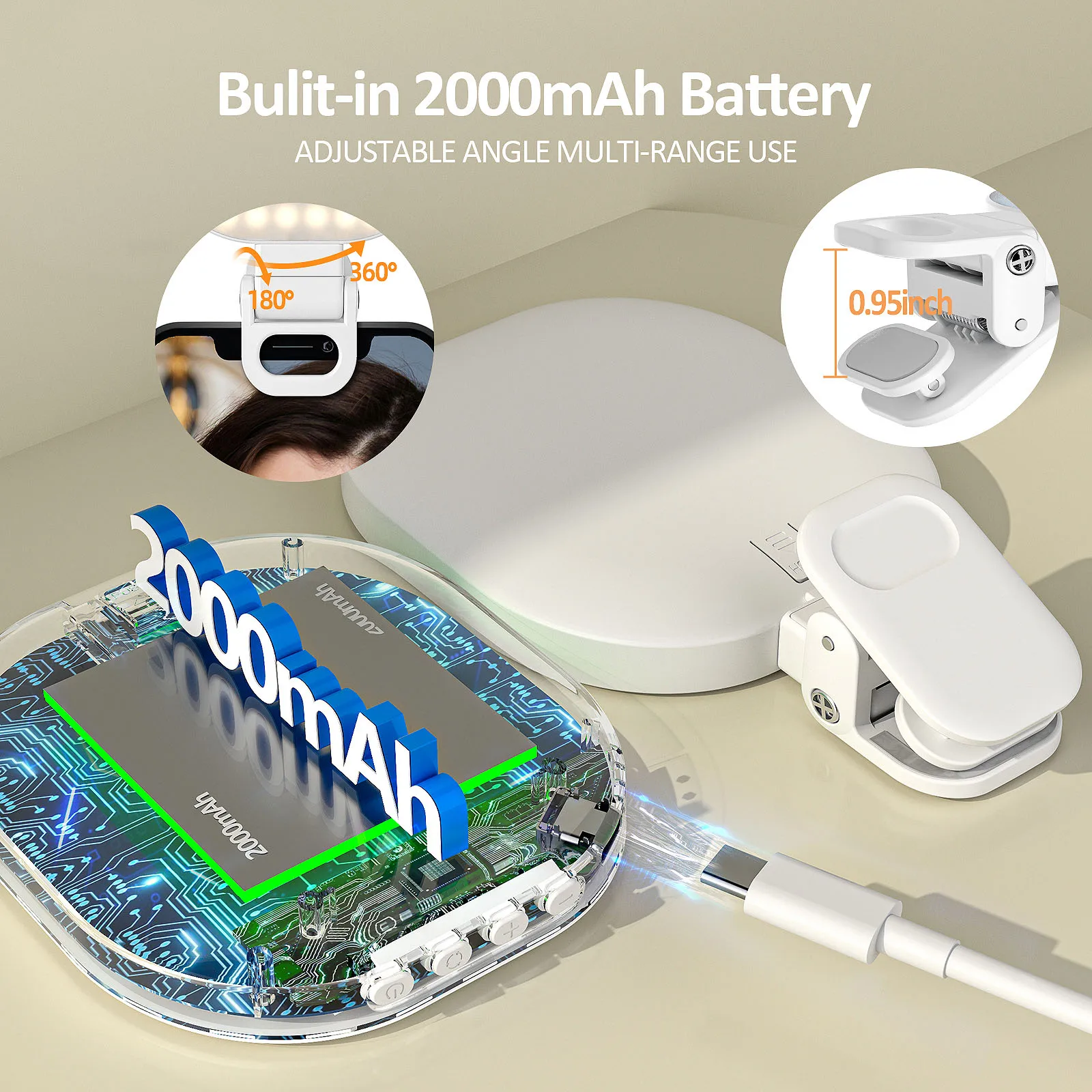 Przypinana lampa Led do Selfie przenośna lampka biurkowa do telefonu i aparatu Macbook regulowana Mini kieszonkowa lampka 3000K-6500K