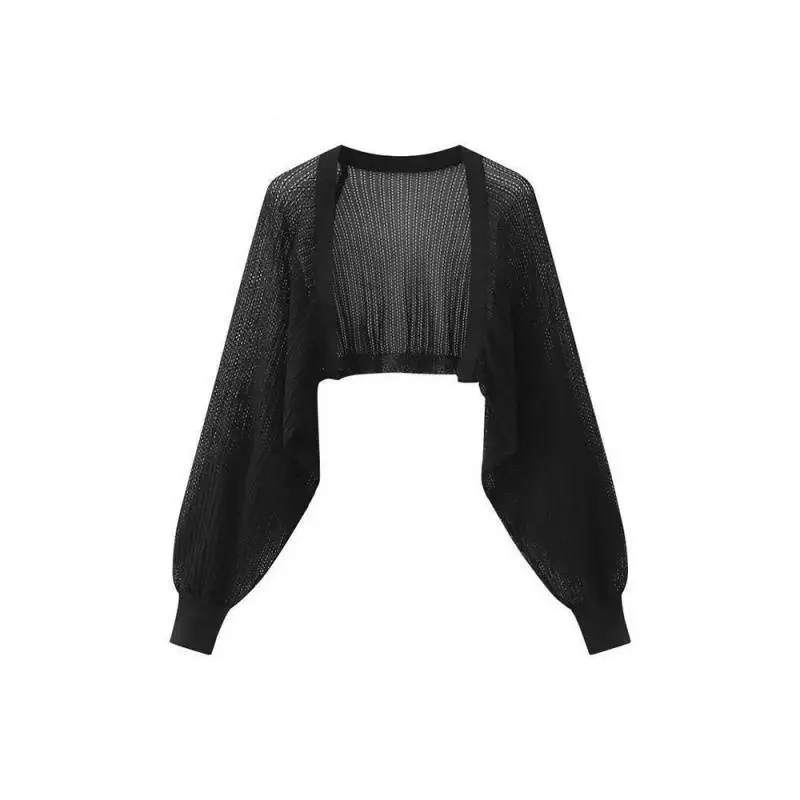 سترة محبوكة من الحرير الجليدي مقاومة للشمس سترة نسائية صيفية رفيعة صدرية تنورة بحمالات شال بلوزة خارجية