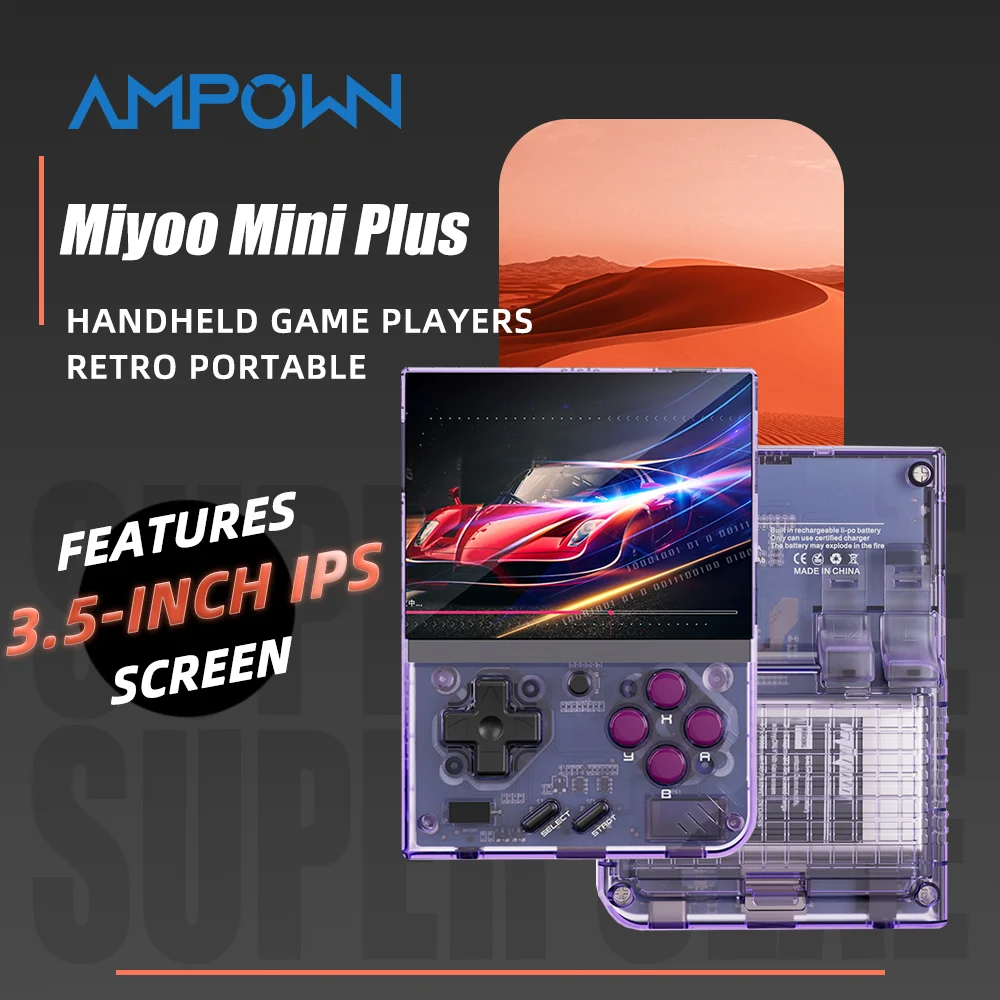 AMPOWN MiyooMini + Consoles Handheld Game Players 3.5'' IPS OCA Portable Emulator Retro Video Game 3000mAh Linux System Wireless