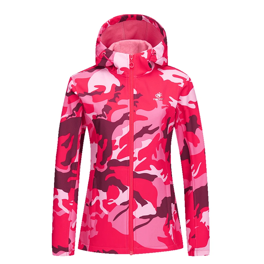 

Women Spring Autumn Camo Hiking Hooded Jackets Climbing Camping Trekking Breathable Sports Wear Water Proof Outdoor Windbreaker