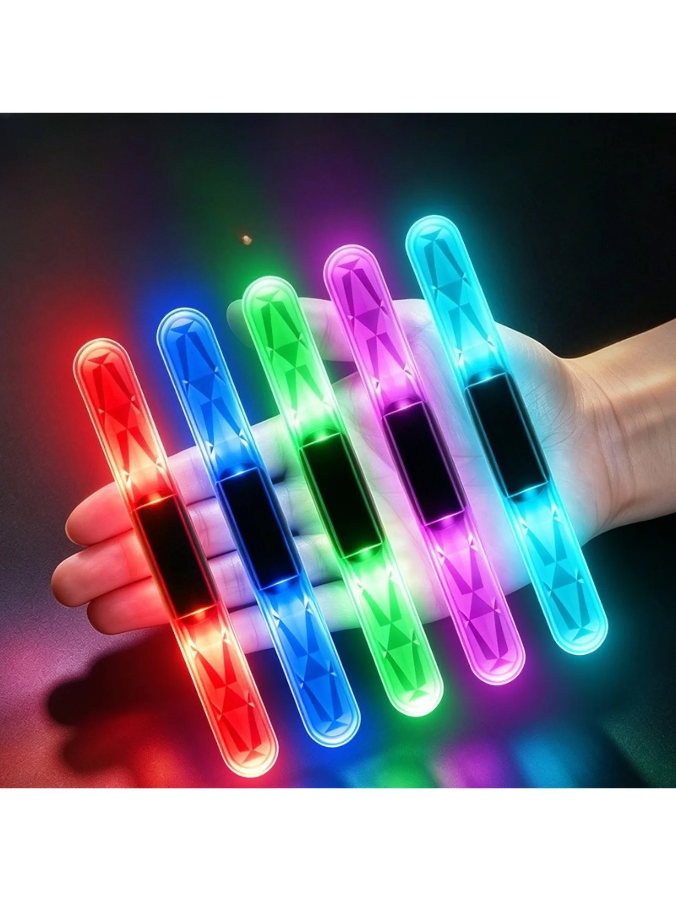 Universal Car Warning Anti-collision Strips, 5 Color Cycling Solar Powered LED Light Bars, Suitable for Automobiles Motorcycles