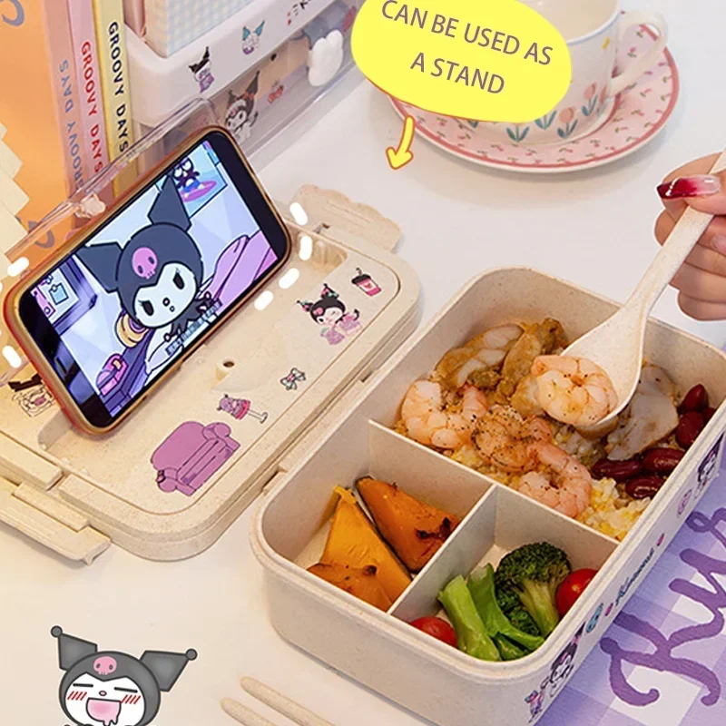 Sanrio Lunch Box Anime My Melody Cinnamoroll Eco-friendly Bento Box Kawaii Student Tableware Food Storage Container Portable