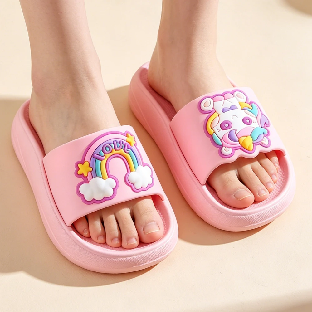 

Kids Slippers Summer Girls Slippers 2 to 3 4 5 6 7 8 9 10 Years Pink Unicorn Indoor Children's Slippers Anti-slip EVA Home Shoes
