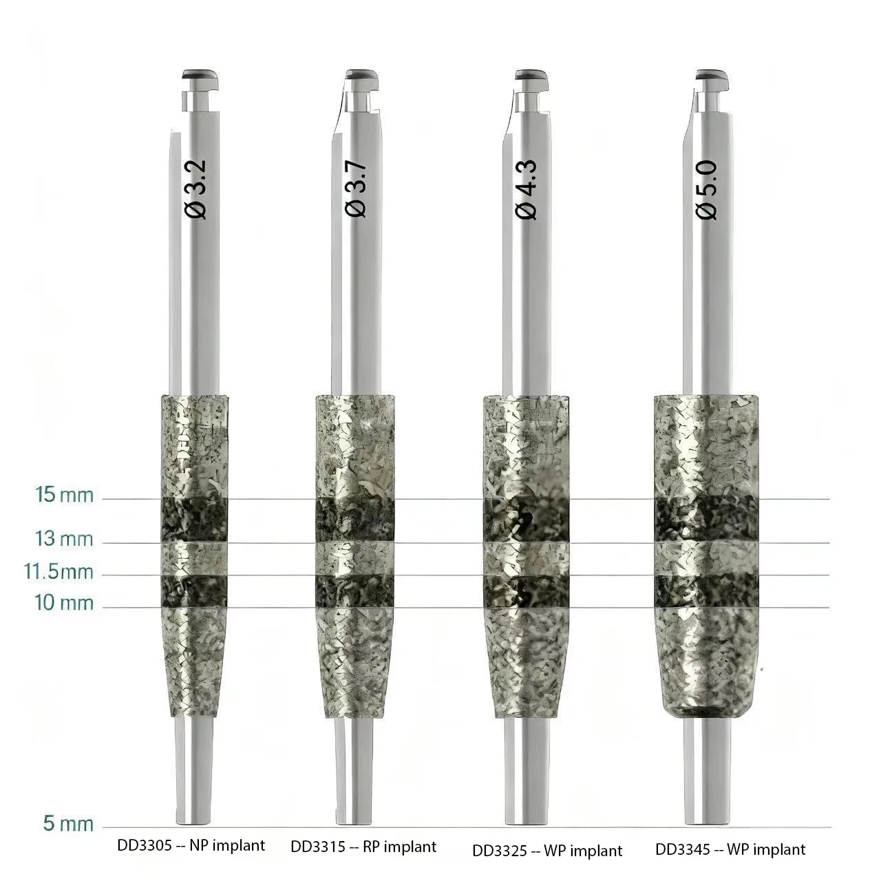 Dental Bone Track Drill Kit Implant Guided Surgery Neck Correction Diamond Coated Burs Jawbone FG7604