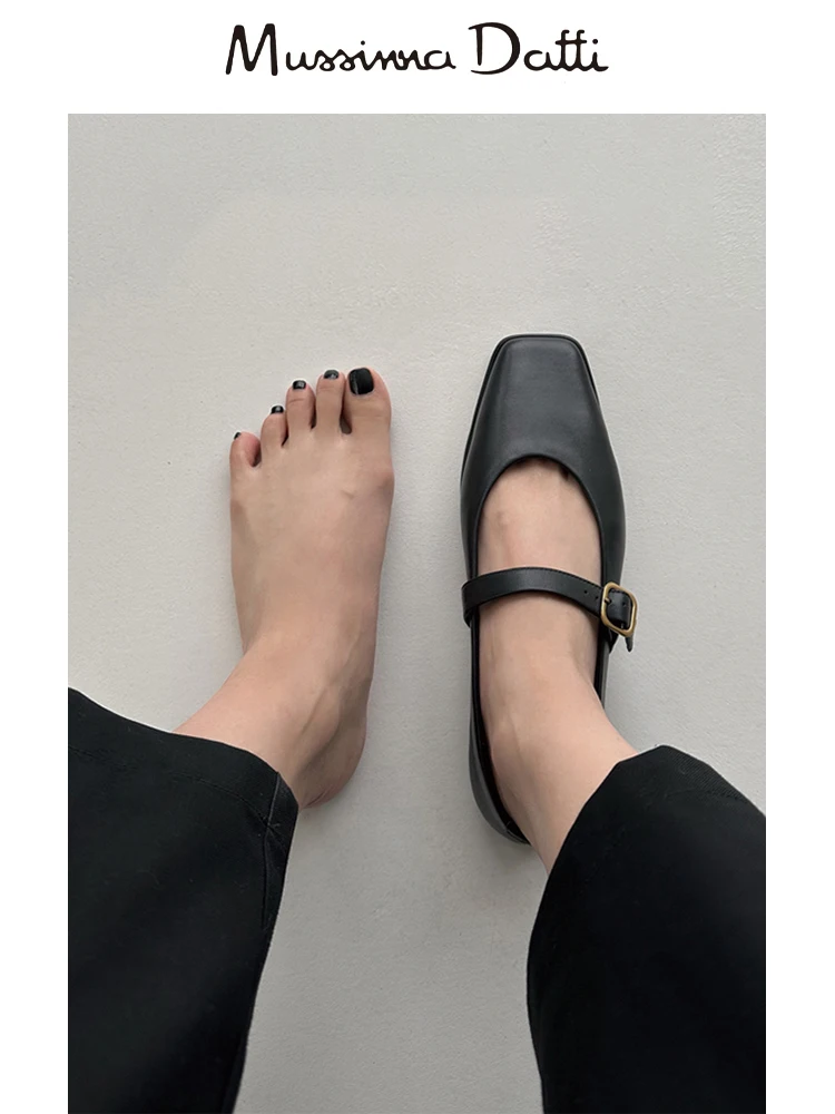 

Murrinna Daffi 2024 New Women Fashion Genuine Leather Mary Jane Shoes Square Head Shallow Flats Solid Simple Casual Female Chic